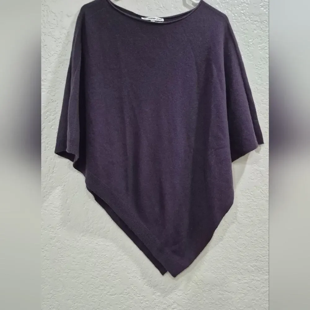 The Cashmere Project 100% Cashmere Pullover Poncho Sweater Aubergine OS